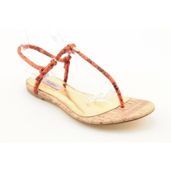 Ted Baker Shoes - TED BAKER AJANIA ORANGE CORK SNAKE SANDALS